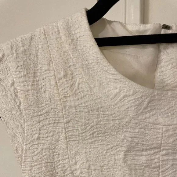 Petite Theory White Jacquard Cap Sleeve Dress US 00P - Picture 3 of 5